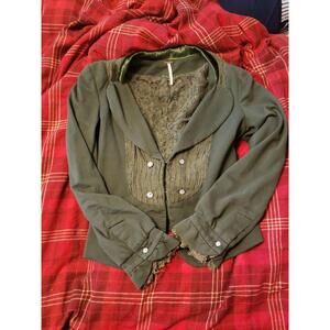 Free People size 8 y2k steam punk tuxedo jacket, mixed materials